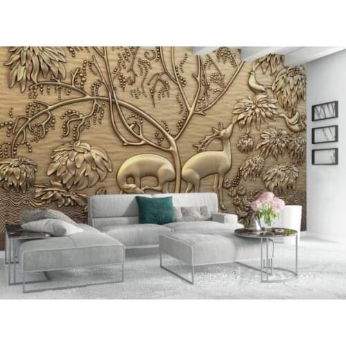 Customize wallpaper roll Three-dimensional Embossed forest wall paper for living room bedroom HD 3D mural wallpaper