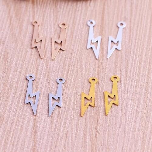 4*15mm 100pcs Copper Material gold color simple lightning charms for earring Pendant for DIY Jewelry making