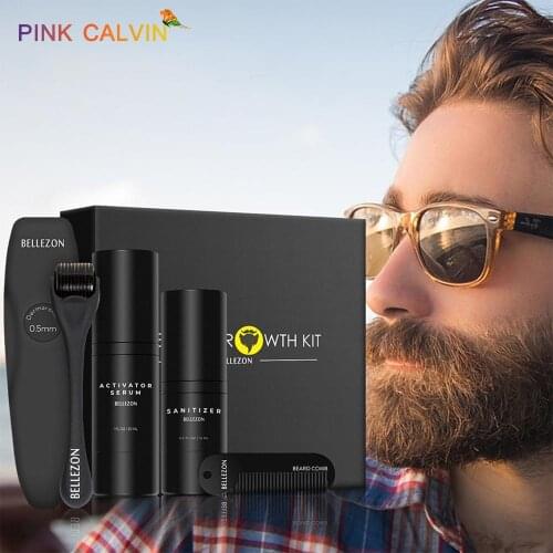 4 Pcs Beard Growth Oil Barba Kit Hair Enhancer Set Beard Growth Essentital Oil Facial Care Beard Kit with Comb Homme