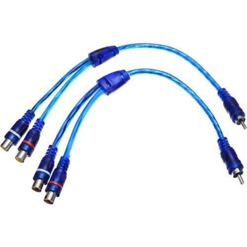 2pcs Car RCA Mic Audio Cable 30cm Y Splitter Adapter Cable 1 Male to 2 Female Oxygen Free Copper Cable For Car Audio Splitter
