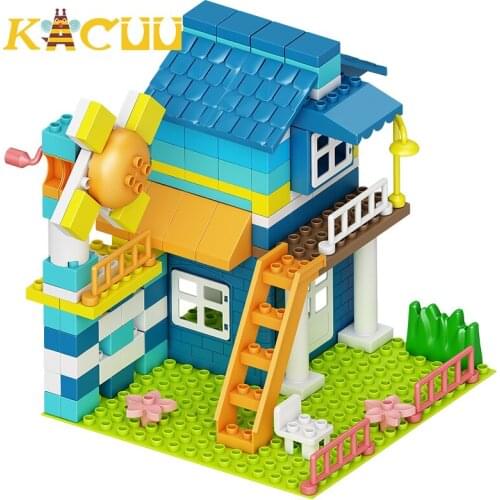 Big Size DIY City Villa Building Blocks Set Block Construction Toys Street View Village Model Children Kids