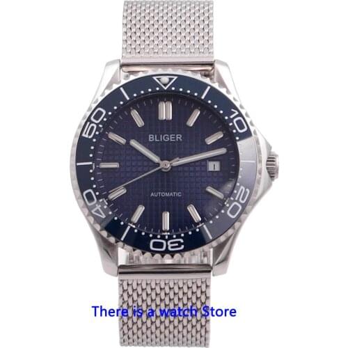 Bliger 41mm Miyota Automatic Mechanical Mens Watch Luxury Brand Sapphire Glass Luminous Waterproof Calendar Wristwatch Men