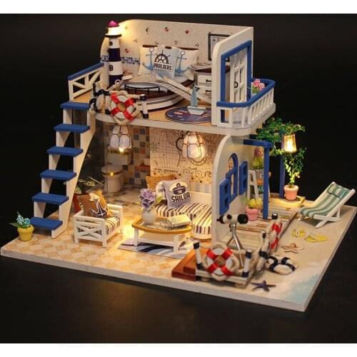 Wooden Girls Doll House Furnitures Diy 3D Wooden Miniaturas Assemble Dollhouse Toys for Children Birthday Gifts