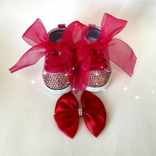 Baby Shoes Rhinestones Baby Girl Shoes First Walker Headband Set Sparkle Bling Crystals Princess Toddler Prewalker cute 0-18