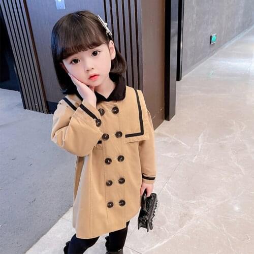 Girls Long Jacket Coat Solid Color Coat For Girls Casual Style Childrens' Jacket Spring Autumn Kids Clothes Girl