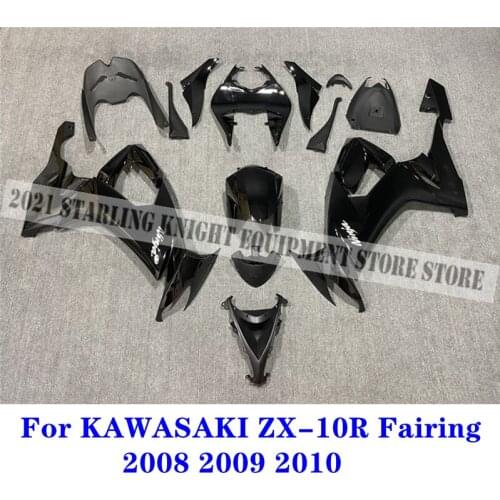 For Kawasaki Ninja ZX10R ZX-10R 2008-2010 Motorcycle ABS Full Car Protective Fairing Kit, 10R zx10r Body bright Black Fairing