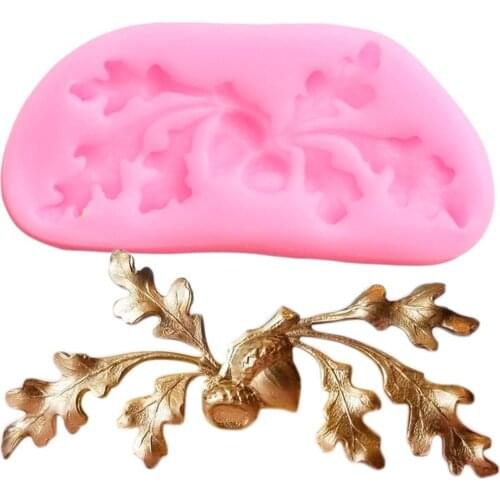 Oak Leaf Acorn Silicone Mold DIY Party Cupcake Topper Fondant Cake Decorating Tools Chocolate Gumpaste Candy Polymer Clay Moulds