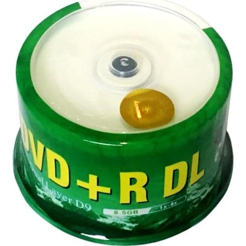 Free shipping 50 Pieces BananaWhite Inkjet Printable 8X DVD+R DL Double Layer Recordable Disc Media 8.5GB DVD disc Disc cake box