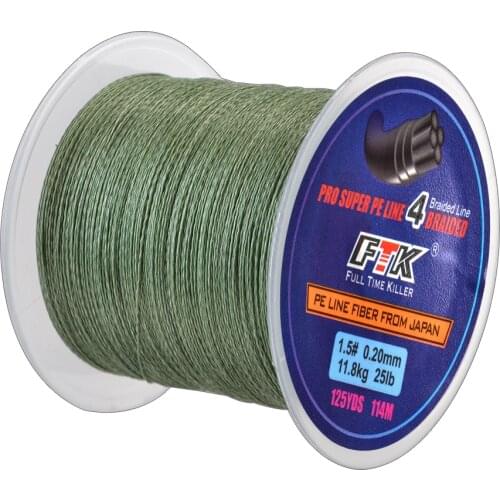 FTK 114M 125Yards PE Braided Wire Fishing Line 4 Strands 0.10mm-0.40mm 8LB-60LB Japan Incredibly Strong Multifilament Fiber Line