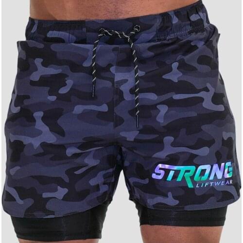 2021 Summer Trend New Shorts Men Fitness Running Training Stretch Leggings Slim Double Layer Fast Dry Breathable 2-In-1 Shorts
