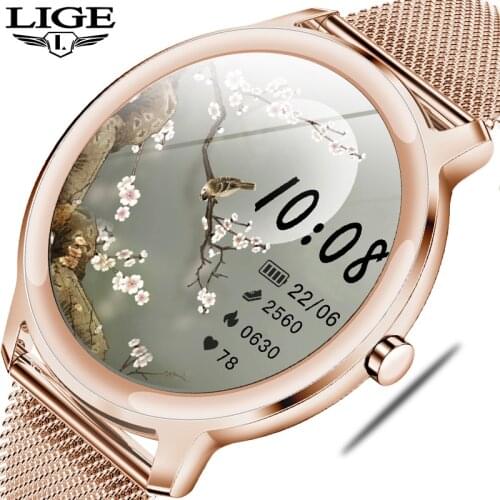 LIGE 2020 New Smart Watch Women Physiological Heart Rate Blood Pressure Monitoring Waterproof Ladies Smartwatch For Android IOS