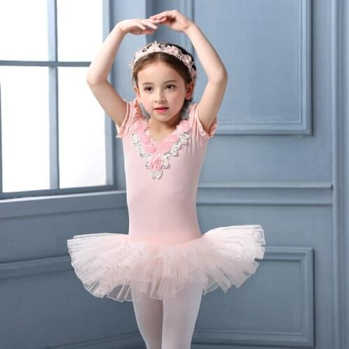 Pink/Purple/Blue/Rose Cute Ballet Dress For Girls Short/Long Sleeved Swan Lake Ballet Dance Costume Ballerina Children Clothes