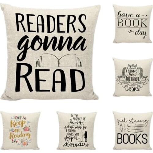 Enjoy Happy Day Nice Reading Books Beautiful Life Good Time Gorgeous Words Decorative Letters Cushion Cover Sofa Pillow Case