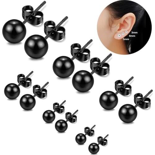 2Pcs/1Pair Stainless Steel Round Ball Stud Earrings For Women Man Dia 3-8mm Mini Ear Bone Nail Simple Ear Jewelry