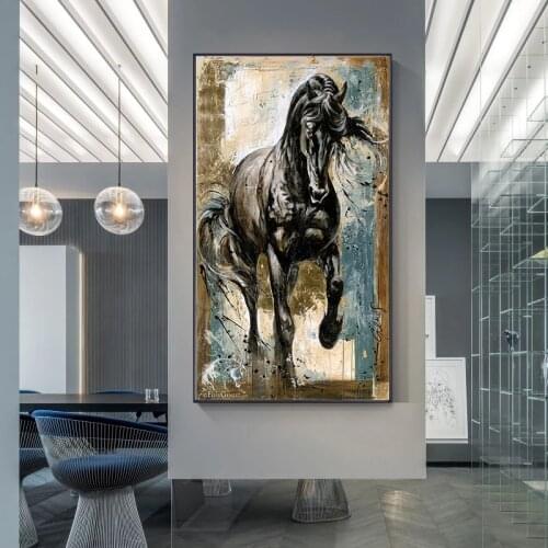 Nordic Running Horse Oil Painting On Canvas Art Prints Wall Art Animal Poster Pictures For Europe Classical Room Decoration