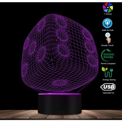 Dice Shape LED Night Light Home Decor Atmosphere LED Color Change Lamp Colorful Gradient 3D Optical illusion Table Visual Lamp
