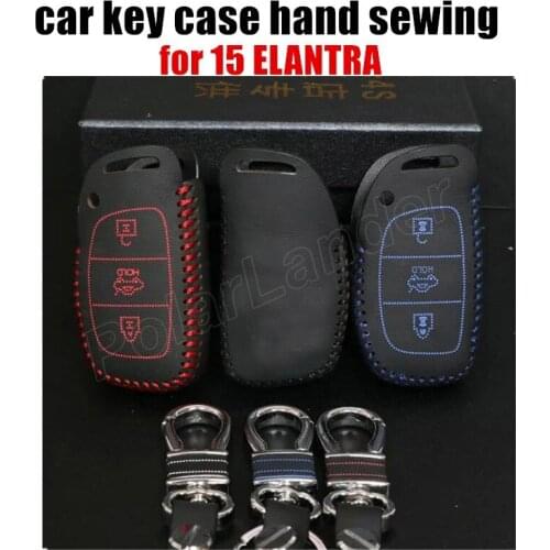 Only Red case fit for HYUNDAI 15 ELANTRA car key case cover car styling genuine quality leather car key cloth Hand sewing