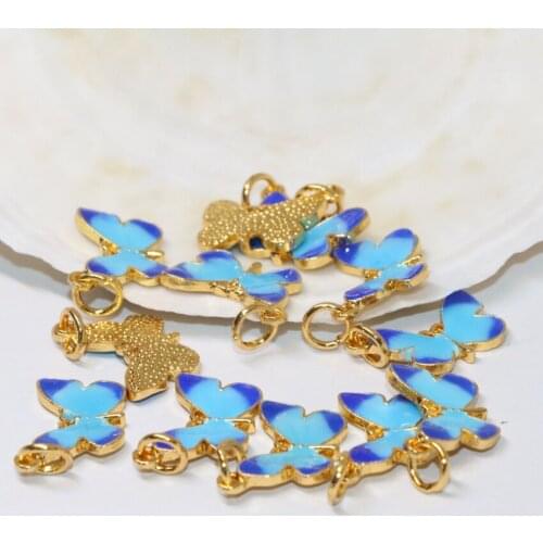High qualiry 11*16mm elegant gold-color butterfly shape cloisonne drop accessories spacers beads jewelry making 10pcs B2463