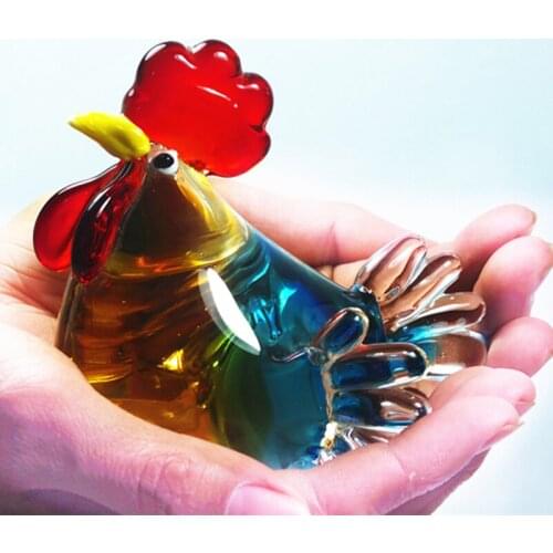 High quality mini Crystal cock ornaments creative glass lucky chicken glass crafts home accessories wedding gifts indoor decor