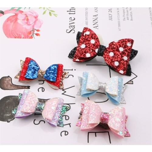 Princess Glitter Hair Clip For Womens Girls Bowknot Sequin Hairpin Children Sweet Dot Ears Kids Shiny Barrettes Hair Accessories