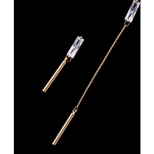 2019 Korean New Elegant Asymmetric Long Earrings For Women Ear Line Drop Pendientes 925 Sterling Silver Earrings Gold Earrings