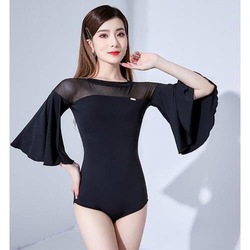 L21169 Latin Dance Bodysuit Women Lotus Sleeve Patchwork Latin Dance Tops for Modern Ballroom Dancing Performamnce