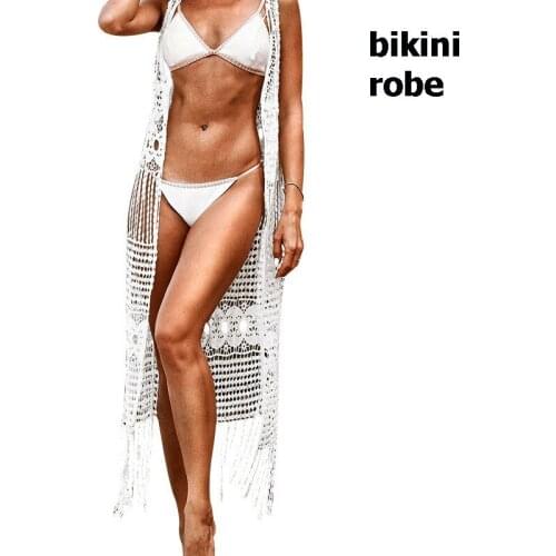 2021 Women Sexy Crochet Cotton Made Lace Beach Cover up dress White Tunic Long Swim Bikini Cover Ups Sleeveless Robe Beachwear