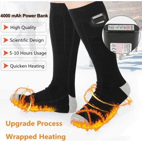 1 Pair Winter Electric Heated Socks Feet Foot Warmer 4000mAh Rechargable Battery Outdoor Skiing Cycling Sports Socks Warm socks