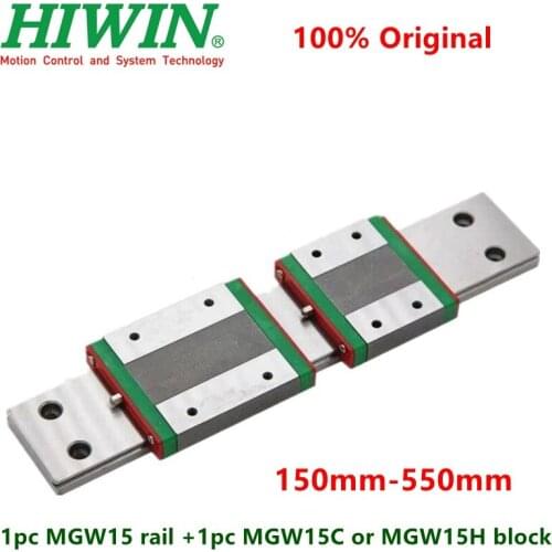 1pc Hiwin linear guide MGW15 150 200 250 300 330 350 400 450 500 550 mm MGWR15C rail + 1PC MGW15C or MGW15H block carriage CNC