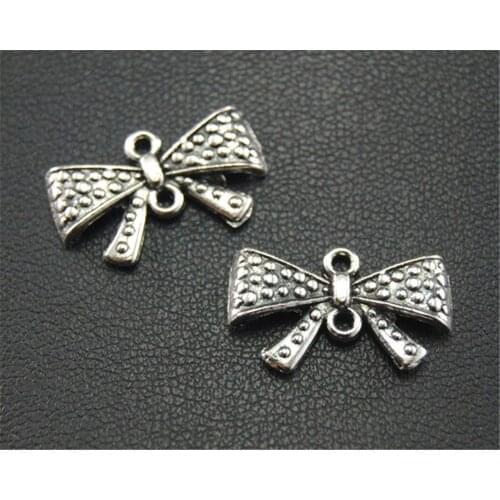 15pcs Silver Color Bowknot Bow Charm Handmade Charms Pendants Jewelry Findings 10x18mm A1704