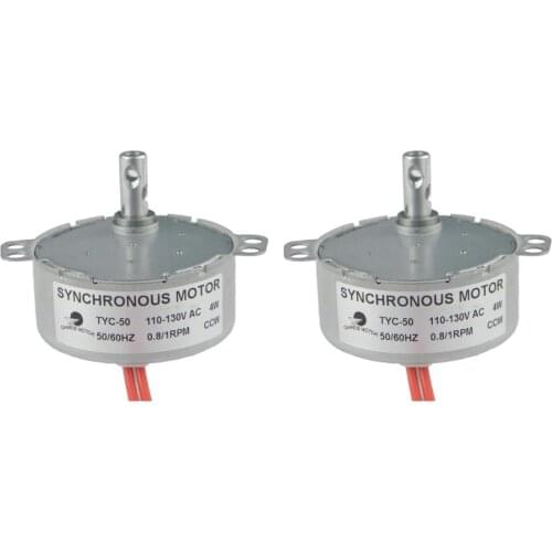 CHANCS 2PCS Slow Speed Electric Motor TYC-50 110V AC 0.8-1RPM CCW Turntable Gear Box for Electric Fireplace