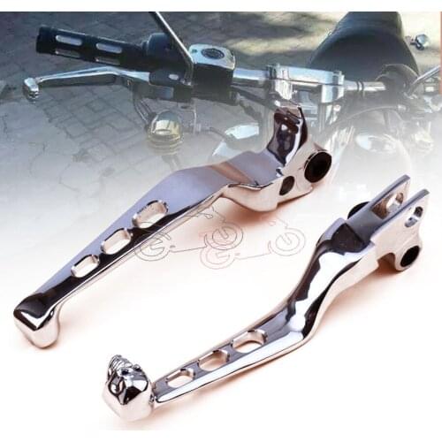 2pcs Chrome Aluminum Hollow Out Style Skull Brake Clutch Handlebar Lever for Harley Sportster Softail Night Train Fatboy Electra