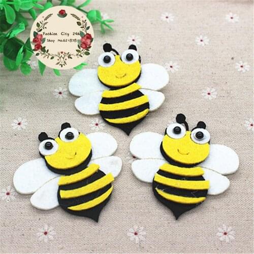 5pcs Non-woven Handmade Cartoon Bee Patches Felt Accessories for DIY Craft Scrapbooking,6.5*7cm