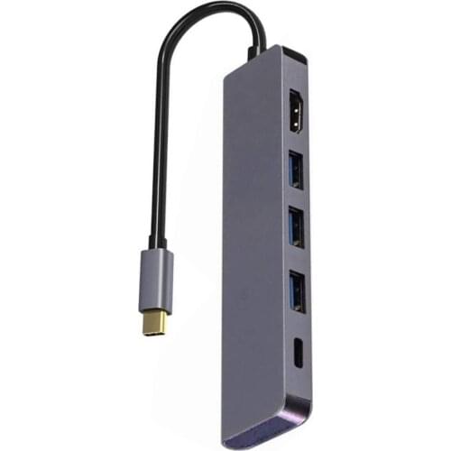 5 in 1 Adapter Multifunctional Easy Data Transfer Metal USB C Hub for MacBook 5Gbps High-speed Data Transmission