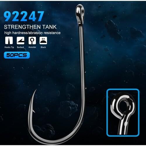 50pcs/lot Model 92247 6#-6/0# High Carbon Steel Fish Hook Baitholder Pesca Antirust Carp Fishing Jig Hook Tackle