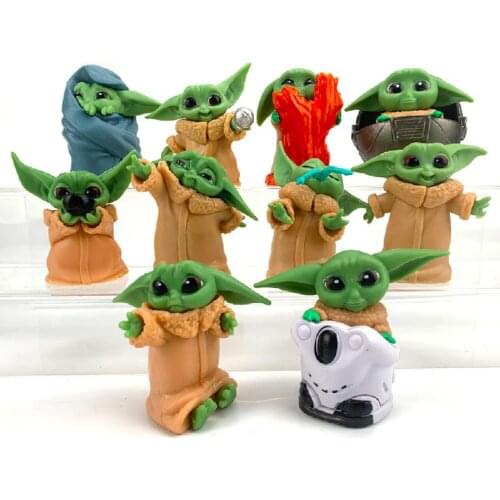 10pcs / Set Star Wars Anime Action 6-7cm Baby Yoda Collection Figures Model The Mandalorian Diy Dolls Children Kids Toy Gifts