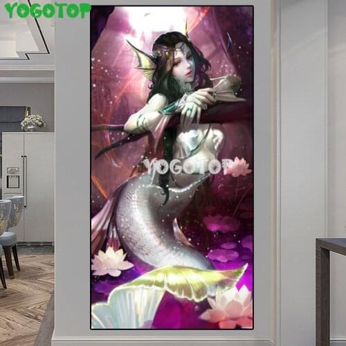 Large Mosaic 5D Fantasy mermaid DIY Art Lotus full drill diamond Paintings Wall Decor cross stitches Diamond Embroidery YY4774