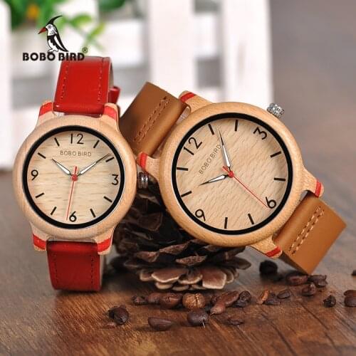 BOBO BIRD Lovers' Watches orologio da polso Casual Quartz Wristwatches Handmade Clock Classic Bamboo Watch Relogio Feminino
