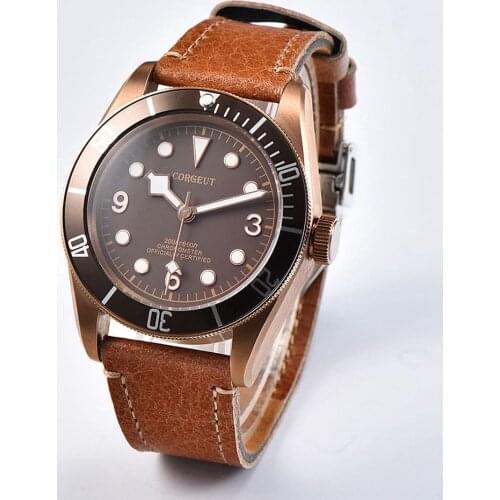 Automatic Mens Watch 2021 CORGEUT Sterile Coffee Dial Luxury Top Citizen Brand Sports Sapphire Glass PVD Mechanical Male Clock