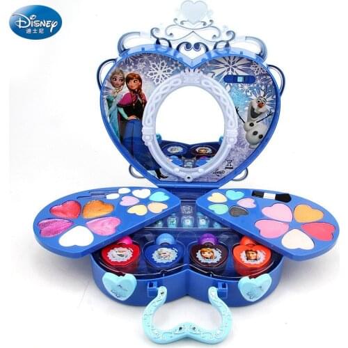 Disney Princess Frozen Makeup Case Toy Set Mini Portable Girls Cosmetics Toy Lipstick For Girl Birthday Gift