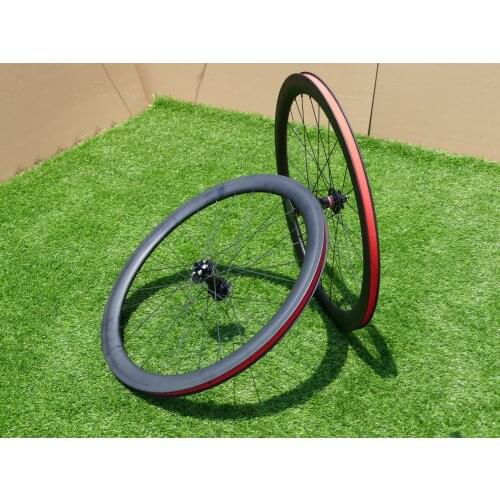 Clincher Wheelset 50mm Full Carbon 700C Road Cyclocross Bike Wheelset for Disc Brake Thru Axle Front 100*12mm & Rear 142*12mm