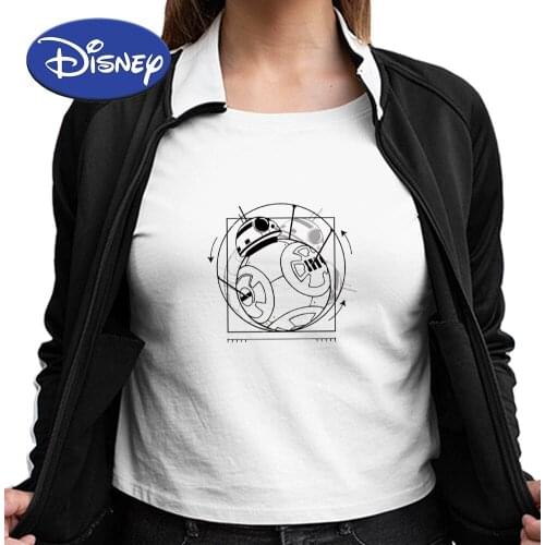 Disney Star Wars Womens T-shirts Hipster Cute BB-8 Robot Printed Minimalist style Clothes Fashion Lady Streetwear Ropa Mujer