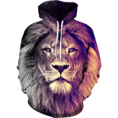Hot Sales Mens new animal-print hoodie 3d lion head hoodie for fall, 2020 brand hoodie fashion tracksuit street coat