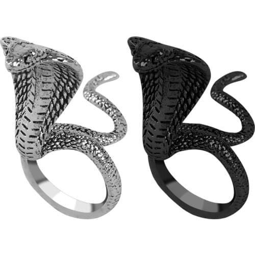 Gothic Retro Exaggerated Snake Ring Punk Style Open Ring Adjustable Mens Party Gift Trend Jewelry Vintage Fashion Accessories