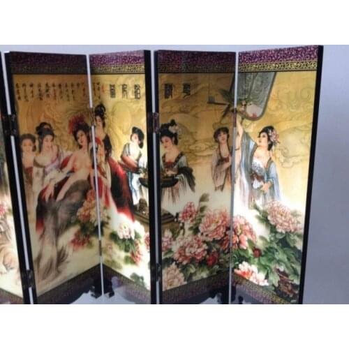 Exquisite Chinese Classical Lacquer Naked Beauties Picture Folding Screen