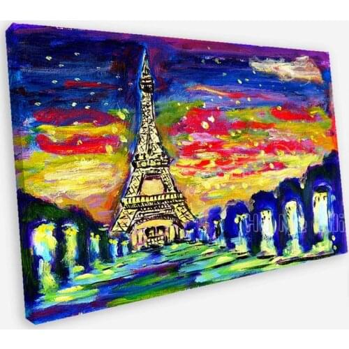 Paris Eiffel Tower Wall Art Canvas France Oil Painting Print