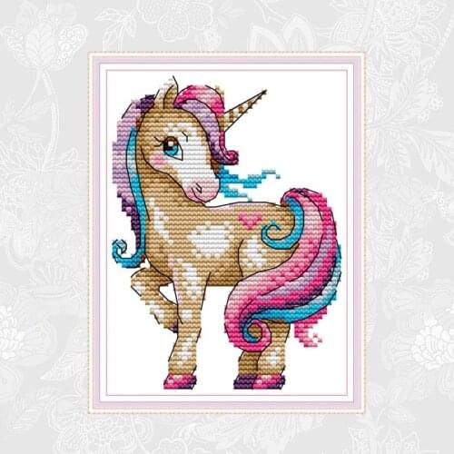 Joy Sunday Cross Stitch Paintings The Magical Unicorn Cotton Thread Fabric DMC 14CT 11CT Home Decoration Crafts Wholesale
