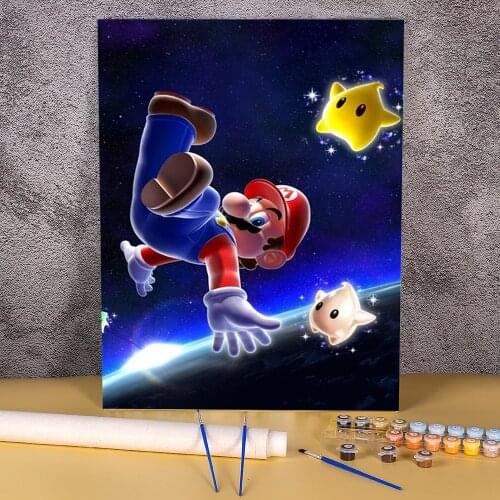 Carton Mario Coloring By Numbers Painting Complete Kit Oil Paints 50*70 Boards By Numbers Decoration Kids Drawing