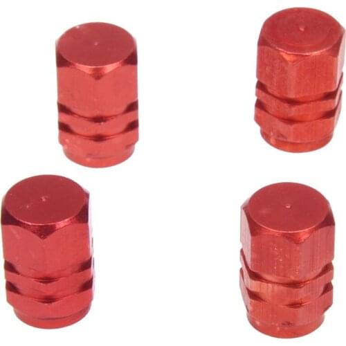 Red tire air valve caps Fit All Schrader valve (pack of 4)