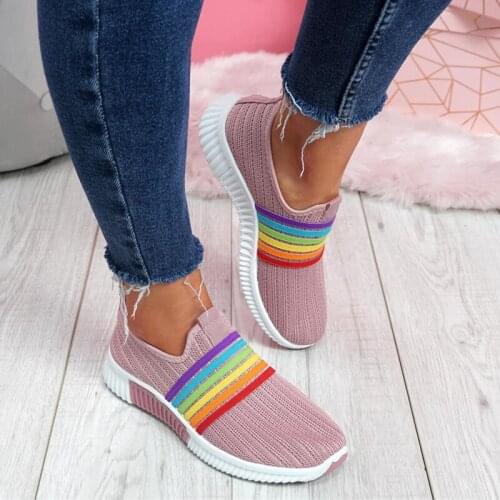 Women Casual Shoes Summer Breathable Sock Shoes Slip On Walking Shoes Ladies Outdoor Sports Sneakers Womens Vulcanized Shoes